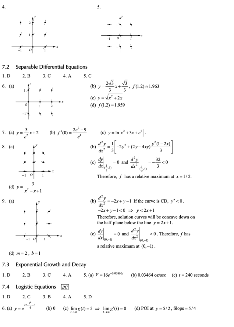 Answer Key(AP Calculus AB and BC Practice)